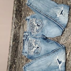 Rock Revival Distressed Lisley Skinny Jeans Size 26 x 28 EUC